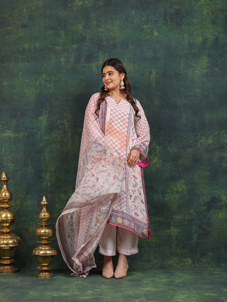 Prinstine Periwinkle Crepe Digital Printed- Stitched