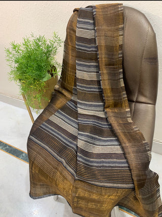 Exquisite Fine Wool Zari Stripes Stole – Luxury Winter Accessory by Siron C