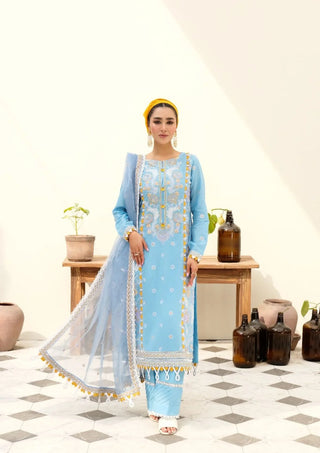 Eshaal Mishkaat Lawn Eid Edition- Ice Blue Suit