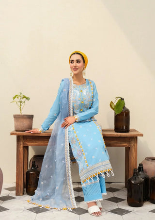 Eshaal Mishkaat Lawn Eid Edition- Ice Blue Suit
