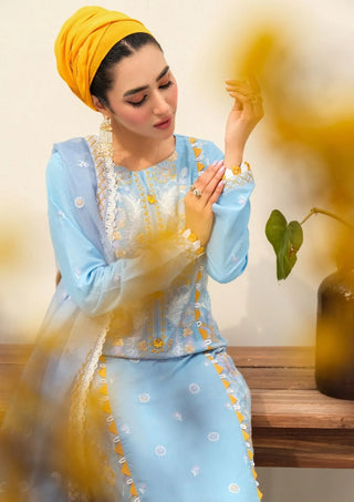Eshaal Mishkaat Lawn Eid Edition- Ice Blue Suit