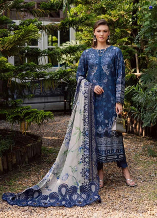 Nureh Gardenia  Embroidered Lawn Doria Collection -Blue Suit