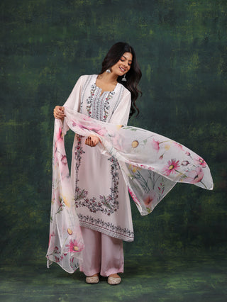 Jasmine Aura Crepe Suit in White- Stitched