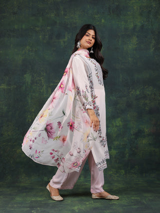 Jasmine Aura Crepe Suit in White- Stitched