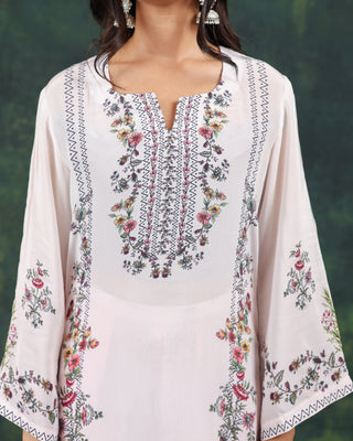 Jasmine Aura Crepe Suit in White- Stitched