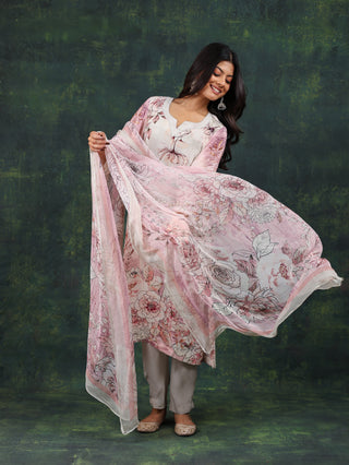 Dusty Pink Crepe Suit- Digitally Printed -Stitched