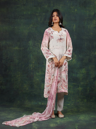 Dusty Pink Crepe Suit- Digitally Printed -Stitched