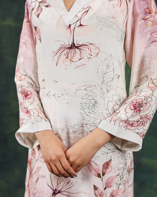 Dusty Pink Crepe Suit- Digitally Printed -Stitched