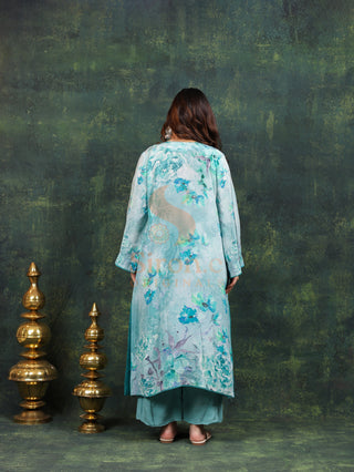 Azure Crepe Suit in Light Blue- Stitched