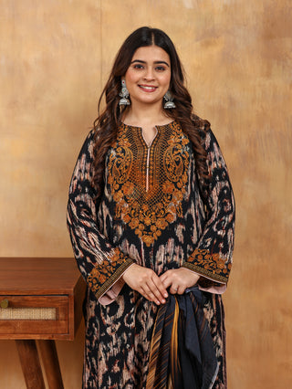 Digital Crepe Printed- Onyx Sand Suit - Stitched