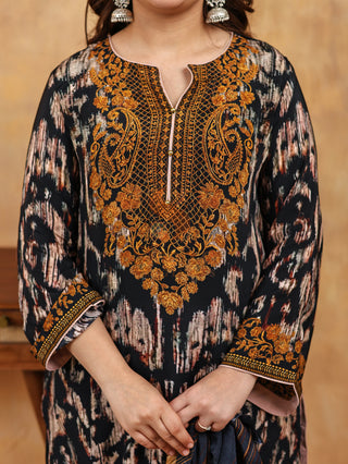 Digital Crepe Printed- Onyx Sand Suit - Stitched