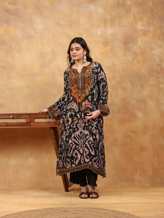 Digital Crepe Printed- Onyx Sand Suit - Stitched