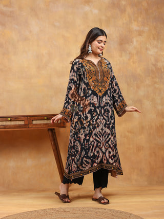 Digital Crepe Printed- Onyx Sand Suit - Stitched