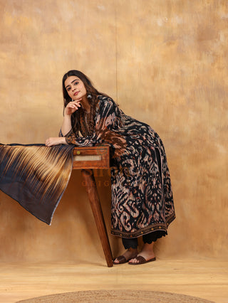 Digital Crepe Printed- Onyx Sand Suit - Stitched