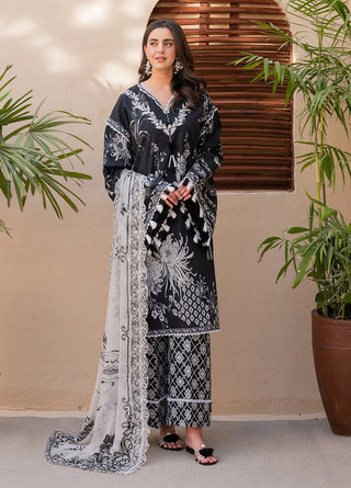 Roheenaz Summer In Bloom  Lawn Collection-Black White Multi Suit