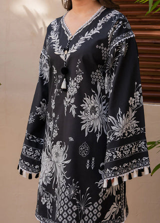 Roheenaz Summer In Bloom  Lawn Collection-Black White Multi Suit