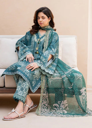 Roheenaz Summer In Bloom  Lawn Collection-Bottle Green Suit