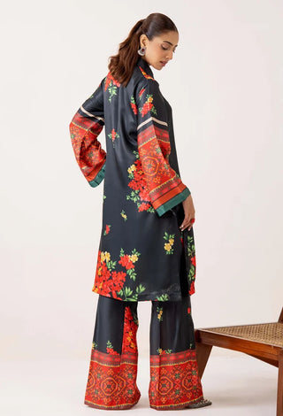 Adan Libas Shamoz Silk 2 Pc Printed Collection -Black Red Set