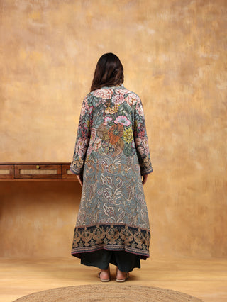 Equipoise Grey Crepe Suit- Digitally Printed -Stitched