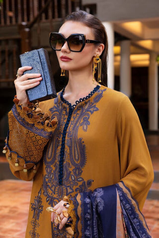 Maria B M Print Fall Winter Collection -Mustard Suit
