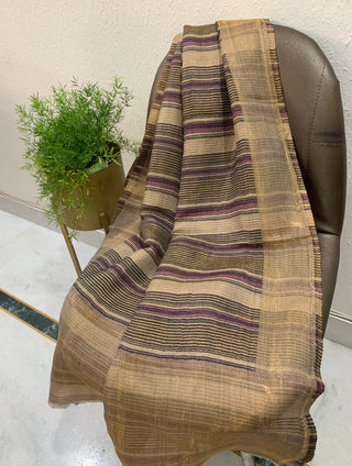 Exquisite Fine Wool Zari Stripes Stole – Luxury Winter Accessory by Siron C