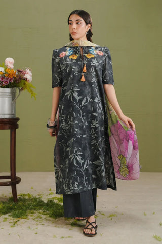 Coco By Zara Shahjahan Prints Collection -Charcoal Black Suit