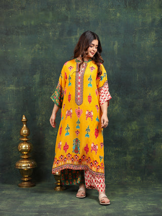 Digital Crepe 2 Pc Collection (Shirt Bottom)-Stitched-Mustard Yellow Set