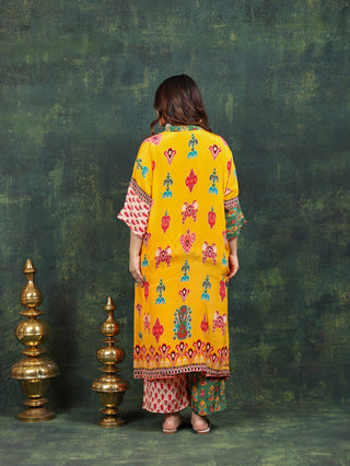 Digital Crepe 2 Pc Collection (Shirt Bottom)-Stitched-Mustard Yellow Set