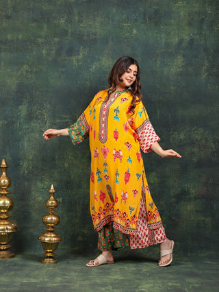 Digital Crepe 2 Pc Collection (Shirt Bottom)-Stitched-Mustard Yellow Set