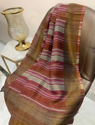 Exquisite Fine Wool Zari Stripes Stole – Luxury Winter Accessory by Siron C