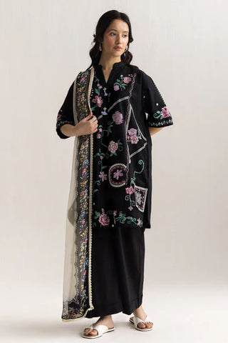 Coco Lawn Embroidered Collection by Zara Shahjahan-Black Suit