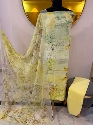 Siron C Crepe Digital Printed-Buttercreme Yellow Suit