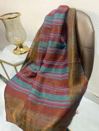 Exquisite Fine Wool Zari Stripes Stole – Luxury Winter Accessory by Siron C