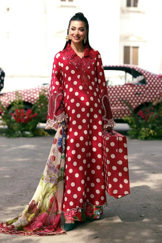 Maria B M Print Summer Lawn Collection Vol.2 -Red White Suit