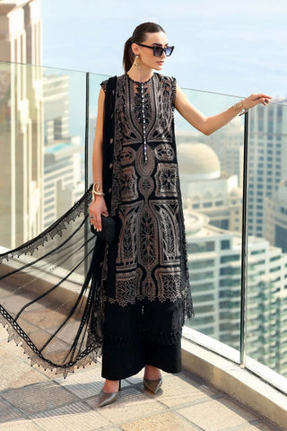 Maria B Lawn 26 Unstitched Collection-Black & Coffee Suit