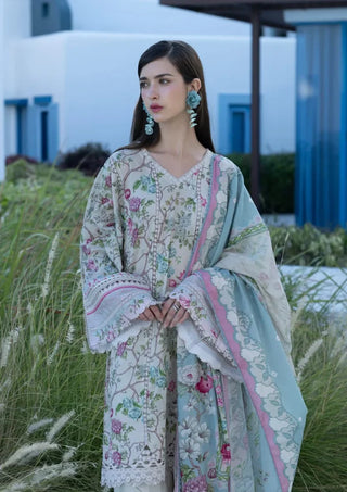 Elaf Premium Santorni Prints Collection-Beige Green Suit