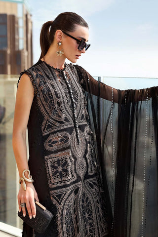 Maria B Lawn 26 Unstitched Collection-Black & Coffee Suit