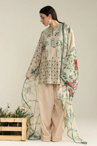 Coco Lawn Embroidered Collection by Zara Shahjahan-Beige Green Suit
