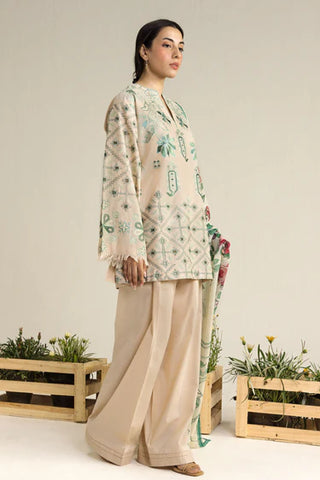 Coco Lawn Embroidered Collection by Zara Shahjahan-Beige Green Suit
