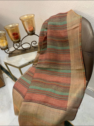 Exquisite Fine Wool Zari Stripes Stole – Luxury Winter Accessory by Siron C