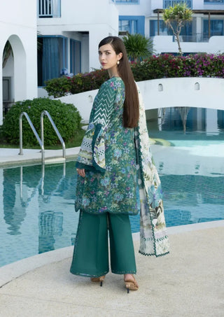 Elaf Premium Santorni Prints Collection- Bottle Green Suit