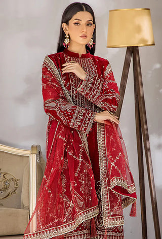 Adan Libas Velvet Plachi Collection- Red Suit