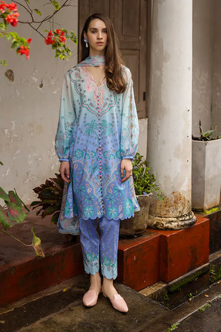 La Dolce Hemline Embroidered Spring Summer  Lawn Collection -Blue Green Suit