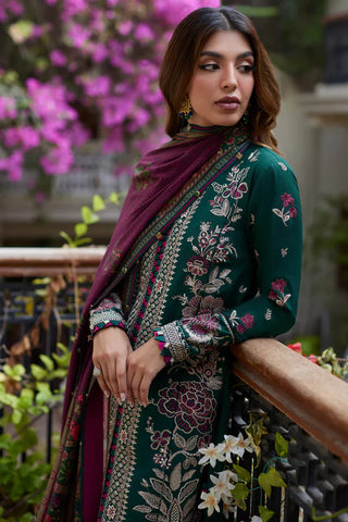 Zaha Winter Khaddar Collection- Arsin Deep Green Suit