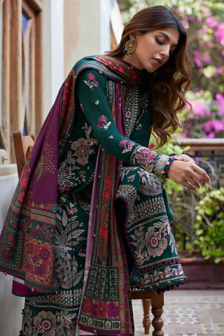 Zaha Winter Khaddar Collection- Arsin Deep Green Suit