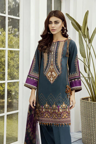 Baroque Fuschia Embroidered Lawn Collection - Exquisite Unstitched Pakistani Suit with Digital Prints