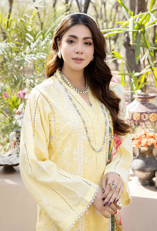 Adan Libas Embroidered Lawn Collection -Yellow Suit