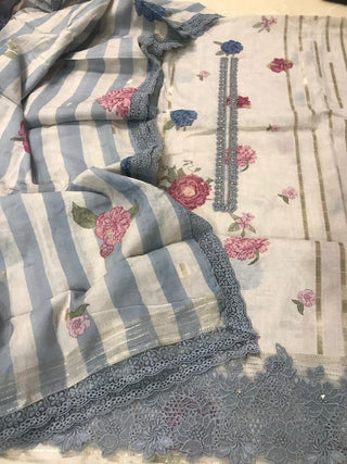 Siron C Mal Jacquard Collection -Off White Blue Grey Suit
