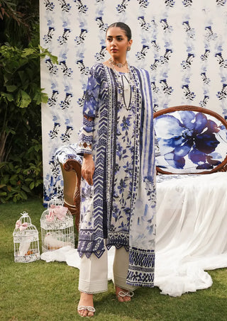 Shadow Sisters Blue and White Lawn Suit- Elaf Prints Collection 2024