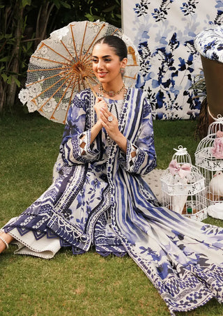 Shadow Sisters Blue and White Lawn Suit- Elaf Prints Collection 2024